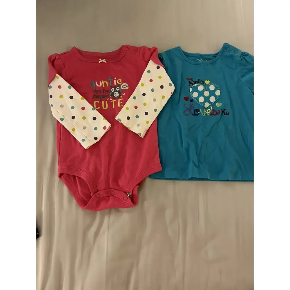Carter and Jumping Beans Aunt Pink Onesie And Shirt